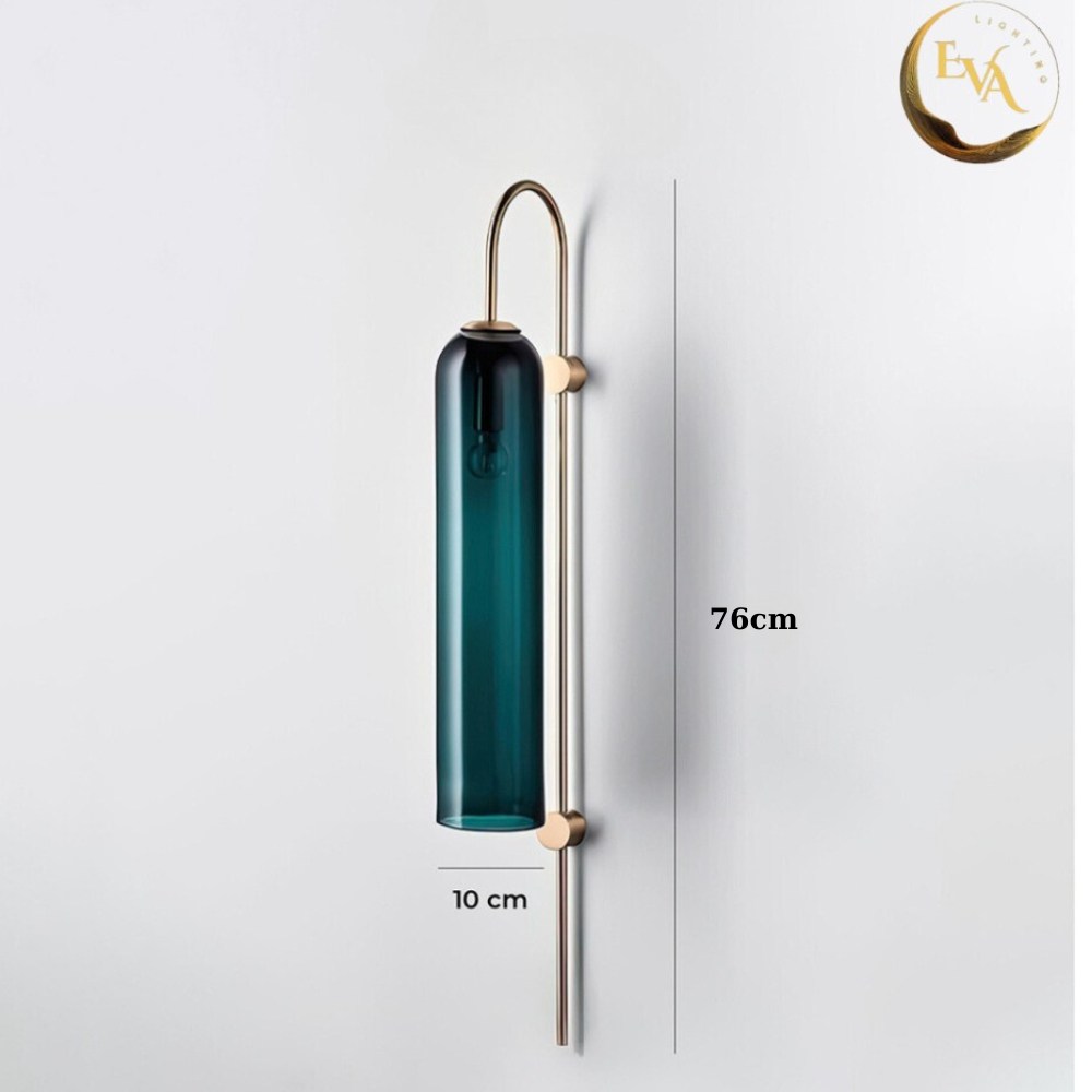 Đèn tường dercor EVA -BD008 BL hiện đại ống dài D100mm màu xanh bảo hành 12 tháng