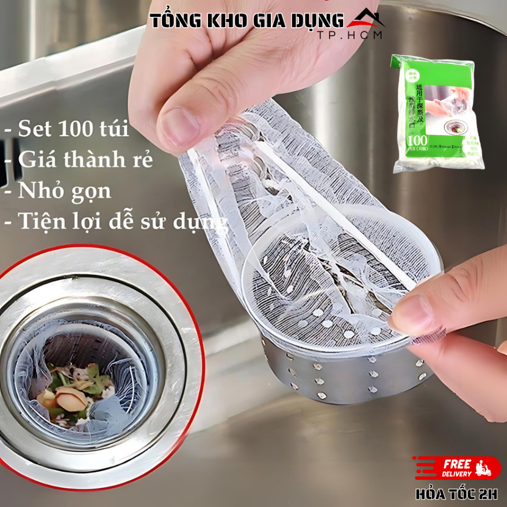 Túi Lưới Lọc Chặn Rác Cho Bồn Rửa Chén Chống Tắc Nghẽn - Bịch 100 Túi ...
