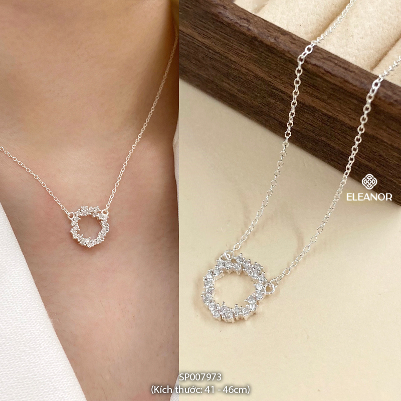 Ảnh Dây chuyền bạc nữ Eleanor Accessories kiểu dáng đính đá bạc 925 phụ kiện trang sức vòng cổ 7969 3