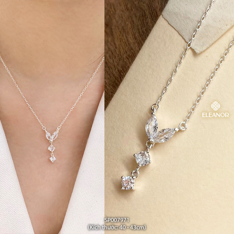 Ảnh Dây chuyền bạc nữ Eleanor Accessories kiểu dáng đính đá bạc 925 phụ kiện trang sức vòng cổ 7969 1