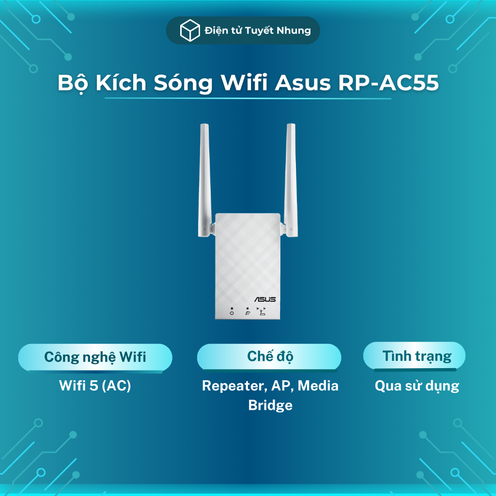 Bộ Kích Sóng Wifi Asus RP-AC55 Chuẩn AC1200, 2 Băng Tần - Kích Sóng ...
