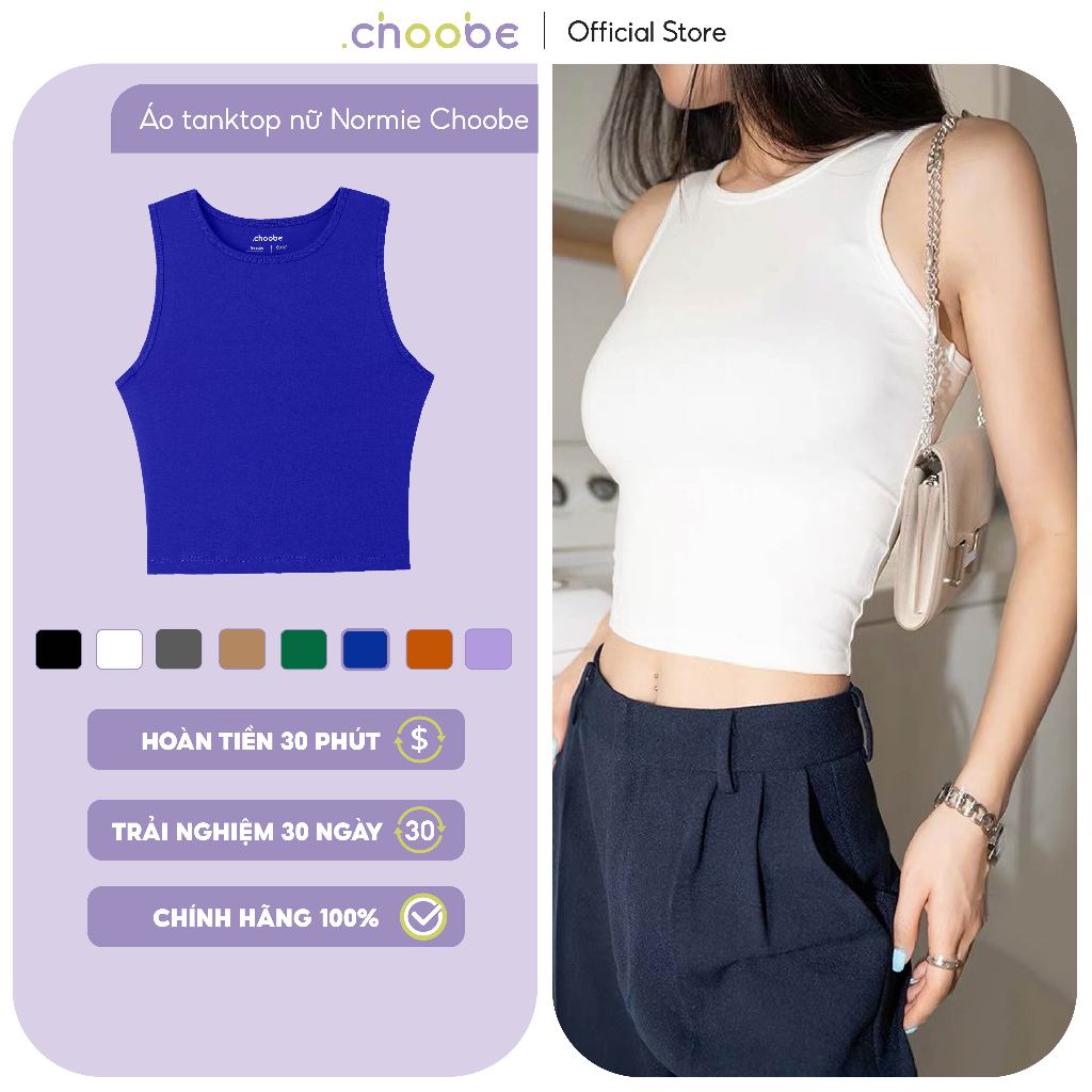 Ảnh Áo croptop nữ Choobe sát nách ba lỗ thun không tay kiểu ôm body tank top vải cotton co giãn tốt A17 1