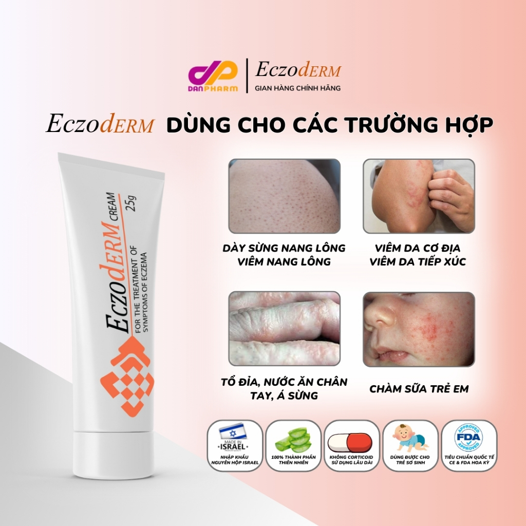 Combo 2 Kem Eczoderm Bôi Viêm Nang Lông, Viêm Da Cơ Địa, Chàm Sữa Trẻ Em, Chính Hãng DanPharm Israel