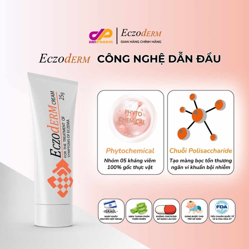 Combo 2 Kem Eczoderm Bôi Viêm Nang Lông, Viêm Da Cơ Địa, Chàm Sữa Trẻ Em, Chính Hãng DanPharm Israel