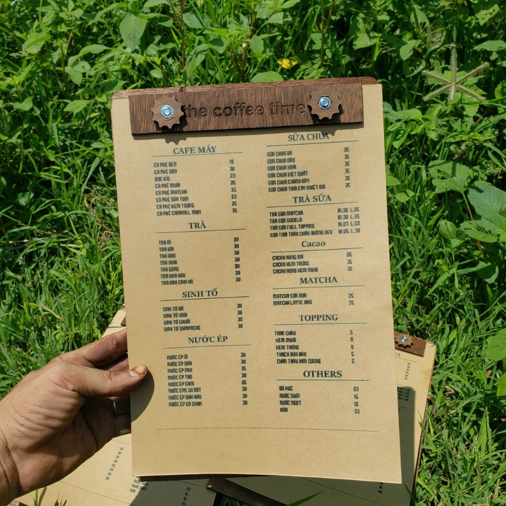 Bìa gỗ plywood kẹp menu các size  - Miễn phí Khắc LOGO Quán cafe, Nhà hàng