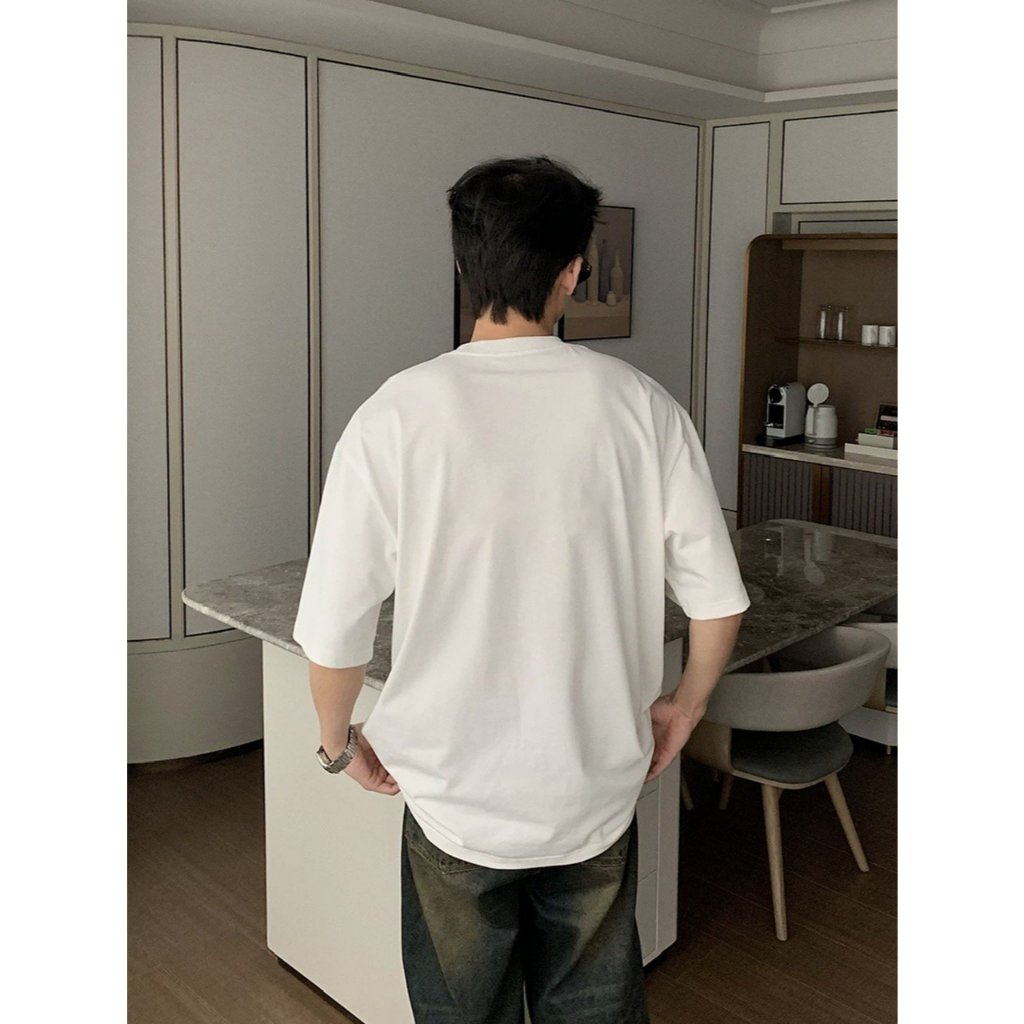 Áo thun Stee Cổ tròn đính nút PMN ICVCVNI Unisex