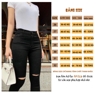 Quần Jean Nữ Rách Gối AMILY – Quần Bò Nữ Rách Gối Cá Tính, Form Ôm Co Giãn, Lưng Cao  (38kg -70kg)