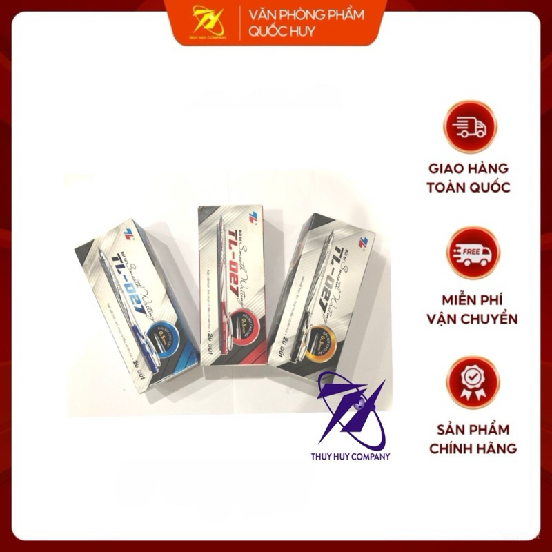 [Sỉ] HỘP 20 CÂY BÚT BI TL 027 THIÊN LONG - ĐỦ MÀU - VPP QUÔC HUY