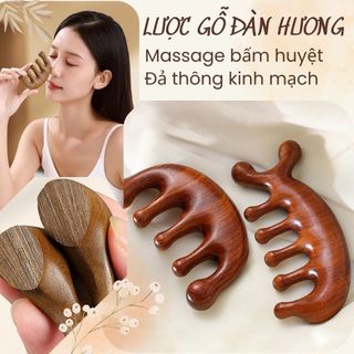 Lược Gỗ Đàn Hương Massage Da Đầu Bấm Huyệt Cổ Vai Gáy | Massage Mặt Thái Dương Dưỡng Sinh Thư Giãn