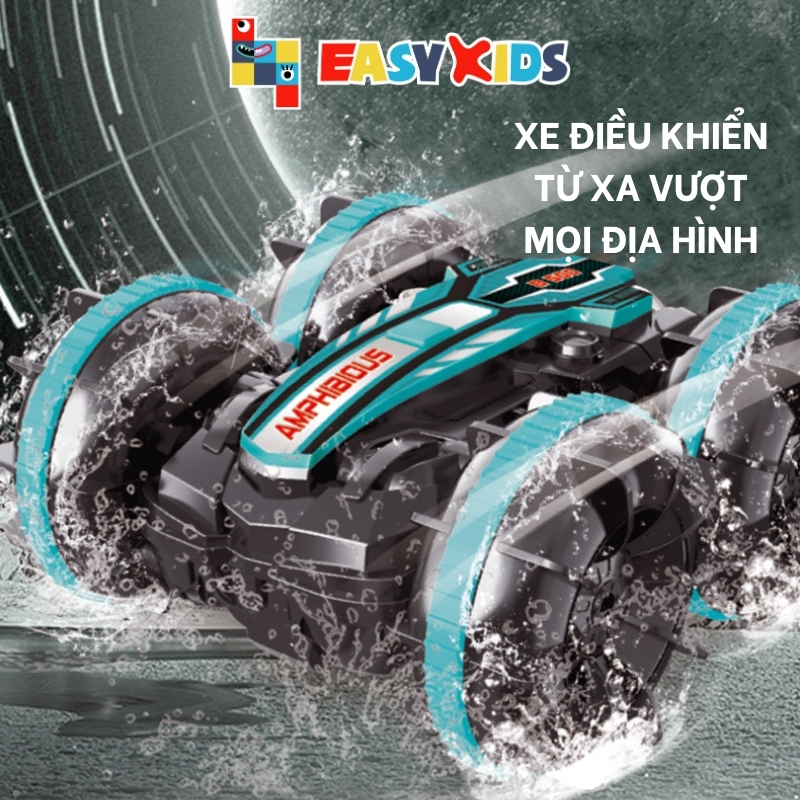 Xe Ô Tô Điều Khiển Từ Xa RC Xe Đồ Chơi Lội Nước, Chạy Trên Cạn Cực Ngầu Cho Bé