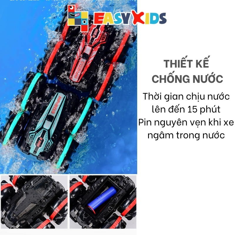 Xe Ô Tô Điều Khiển Từ Xa RC Xe Đồ Chơi Lội Nước, Chạy Trên Cạn Cực Ngầu Cho Bé