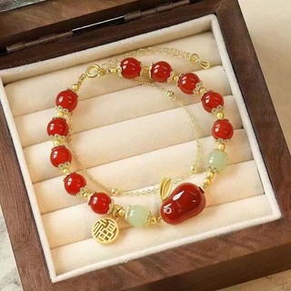Vòng lắc tay chuỗi hạt pha lê đính chuông xinh xắn thời trang cho nữ