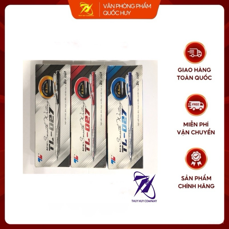 [Sỉ] HỘP 20 CÂY BÚT BI TL 027 THIÊN LONG - ĐỦ MÀU - VPP QUÔC HUY