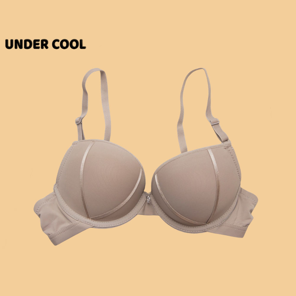 Áo Bra Nữ Đúc Su Đệm Mút Kép UNDERCOOL Áo Lót Nữ Đệm Vừa Phối Viền Nâng Đẩy Ngực Màu Đen Nâu Da AL52