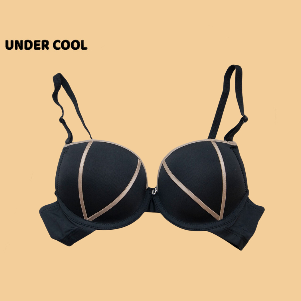 Áo Bra Nữ Đúc Su Đệm Mút Kép UNDERCOOL Áo Lót Nữ Đệm Vừa Phối Viền Nâng Đẩy Ngực Màu Đen Nâu Da AL52