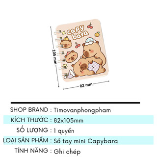 Sổ Capybara A7 Lò Xo Ghi Chép Nhỏ Mini Đồ Dùng Học Tập Cute Timo VPS15