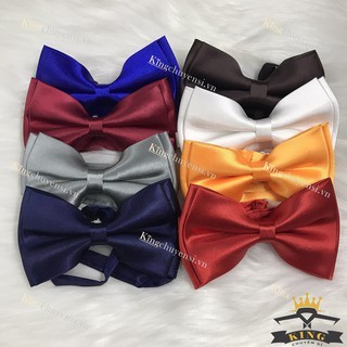Nơ đeo cổ nam nữ KING Caravat cao cấp cho chú rể vải silk lụa 2 lớp và ...