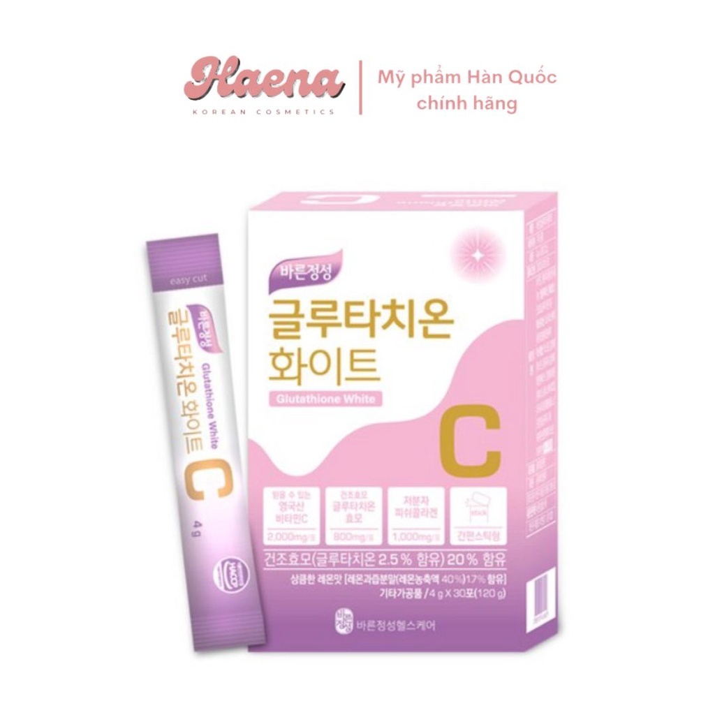 bột uống trắng da glutathione Bill Hàn] Bột uống trắng da GLUTATHIONE C - giúp mờ thâm, sạm nám, tàn  nhang hộp 30 gói x 4g
