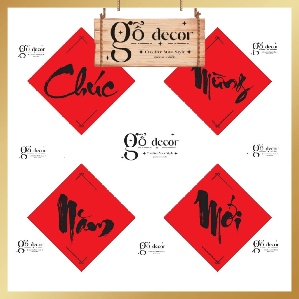 Chữ thư pháp decor trang trí giỏ, mẹt, nhà cửa chính hãng (Sỉ - lẻ) Gỗ ...