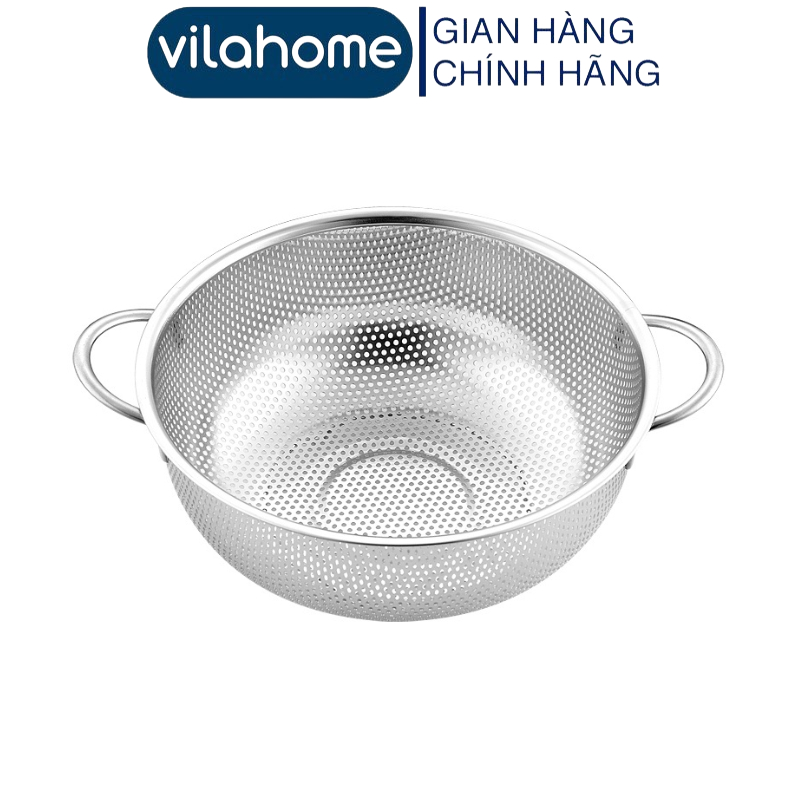 Rổ Rá Lưới Inox Có Tai VilaHome, Đường Kính 22 cm Có Chân Đế, Lỗ Mau ...