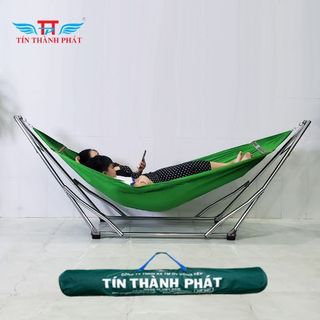 Bộ Võng Xếp Inox Crom Tín Thành Phát Chắc Chắn, Bền Bỉ, Khung Inox crom sáng bóng, Dễ Dàng Gấp Gọn