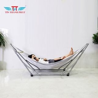 Bộ Võng Xếp Inox Crom Tín Thành Phát Chắc Chắn, Bền Bỉ, Khung Inox crom sáng bóng, Dễ Dàng Gấp Gọn