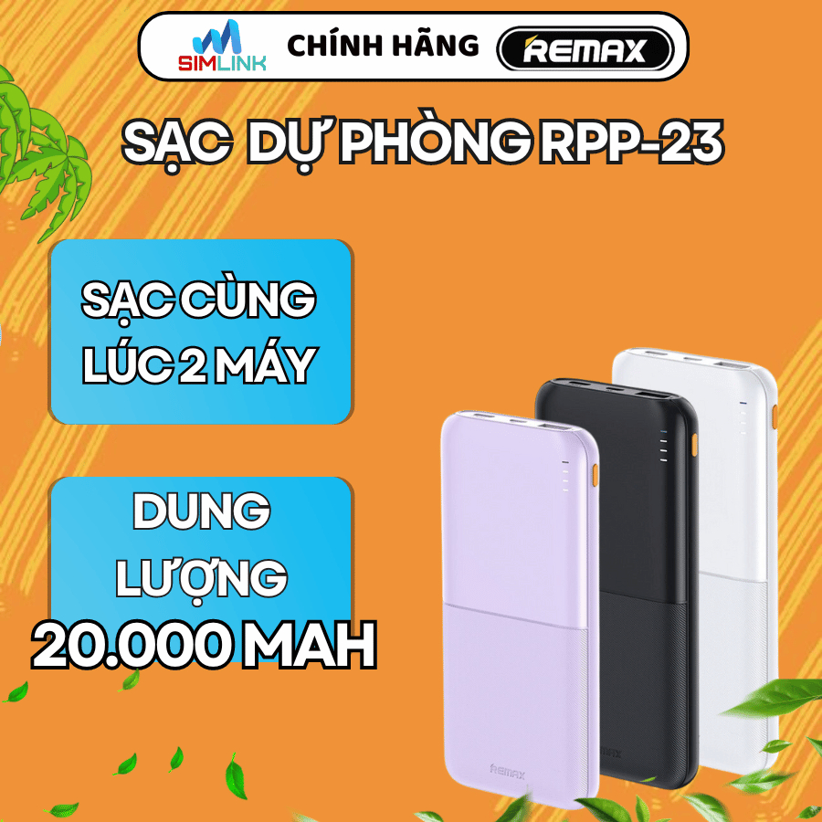 Pin Dự Phòng Sạc Remax RPP-23 10000mAh, Sạc nhanh 2 máy 2.4A, Tích Hợp ...