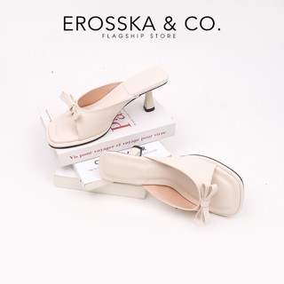 Erosska - Guốc cao gót nữ đính nơ thời trang màu sắc pastel cao 6cm - EM126