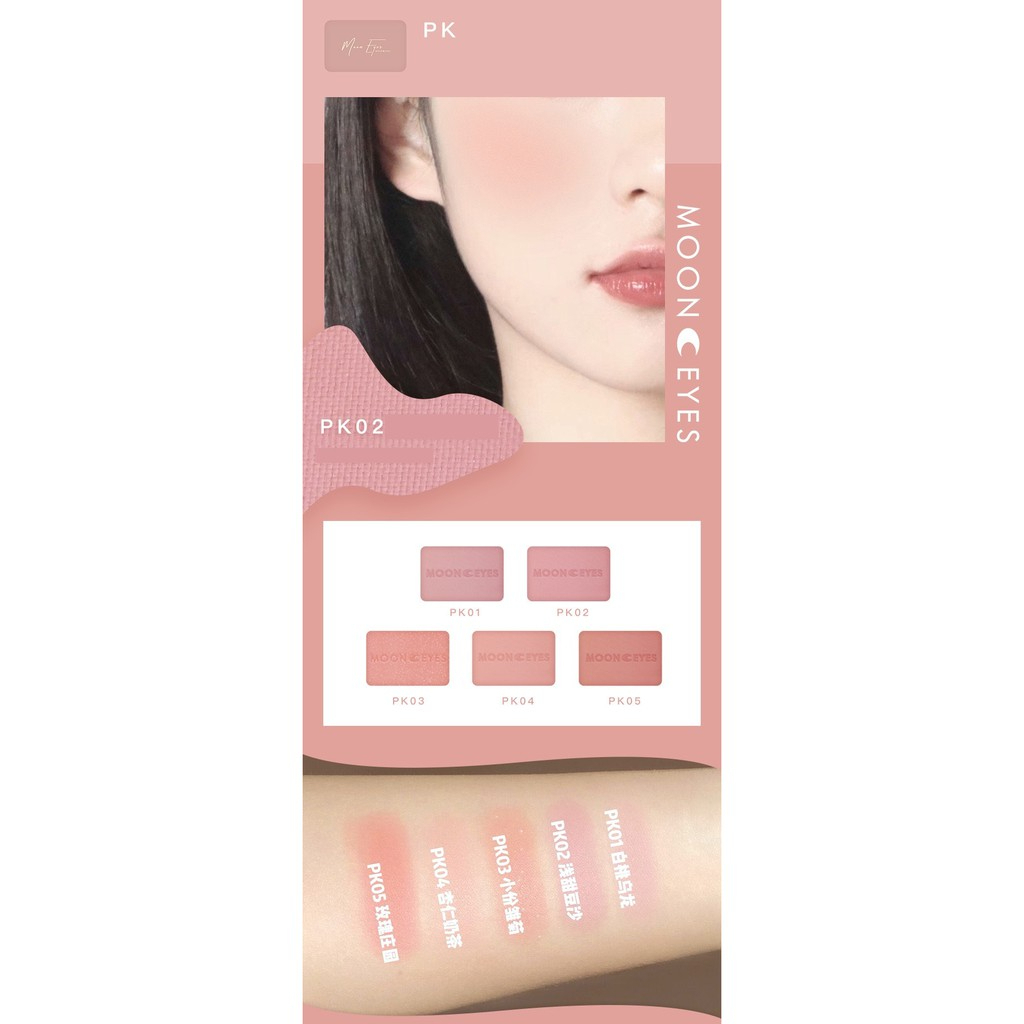 [FULL MÀU] Phấn má Moon Eyes dạng bột mịn tạo khối trang điểm tự nhiên lâu trôi dành cho học makeup Moon Eyes