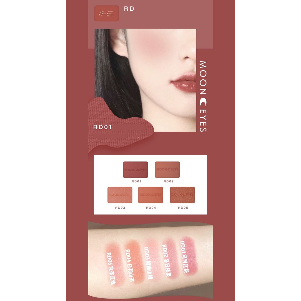 [FULL MÀU] Phấn má Moon Eyes dạng bột mịn tạo khối trang điểm tự nhiên lâu trôi dành cho học makeup Moon Eyes
