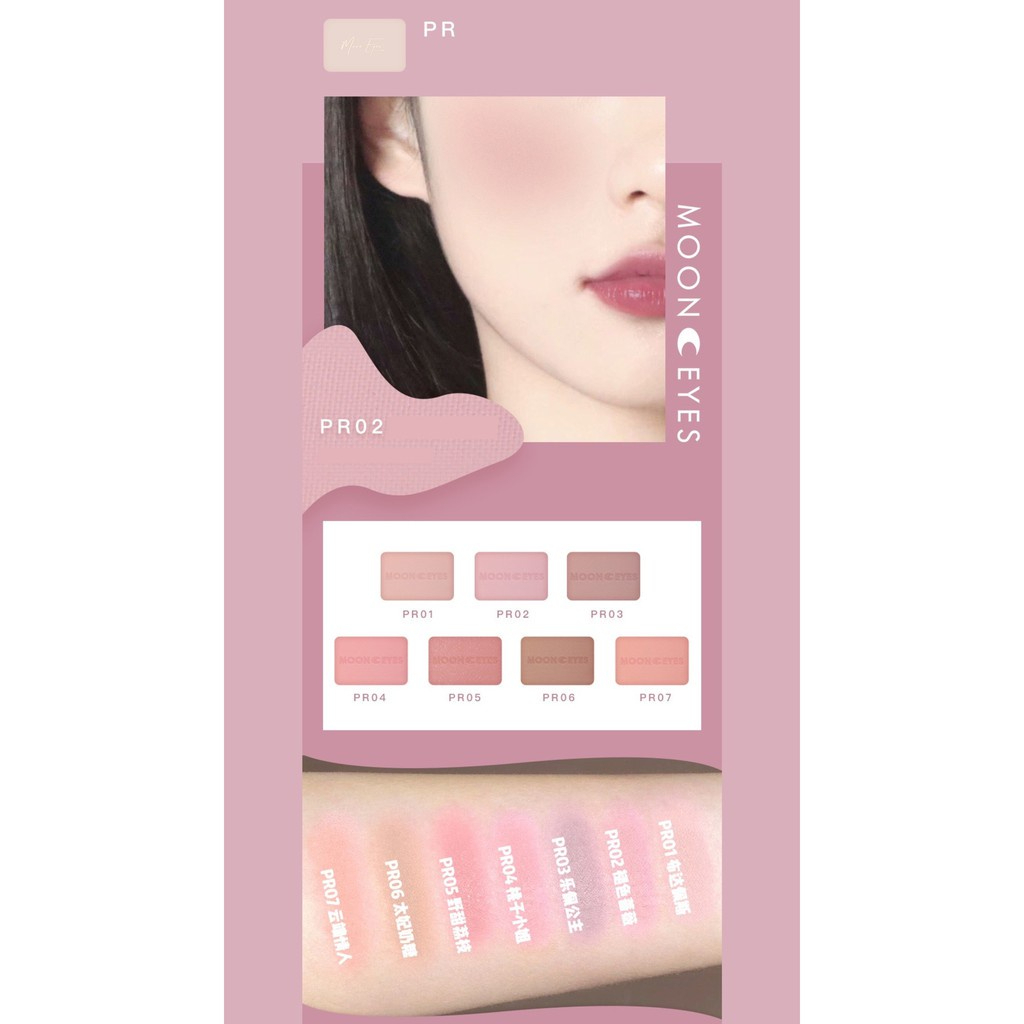 [FULL MÀU] Phấn má Moon Eyes dạng bột mịn tạo khối trang điểm tự nhiên lâu trôi dành cho học makeup Moon Eyes