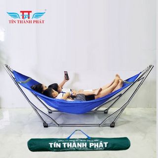 Võng xếp inox crom đại Tín Thành Phát  khung dày chắc, chịu Tải  lên tới 250kg, Hàng Chính Hãng