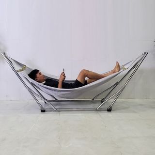 Võng xếp inox crom đại Tín Thành Phát  khung dày chắc, chịu Tải  lên tới 250kg, Hàng Chính Hãng