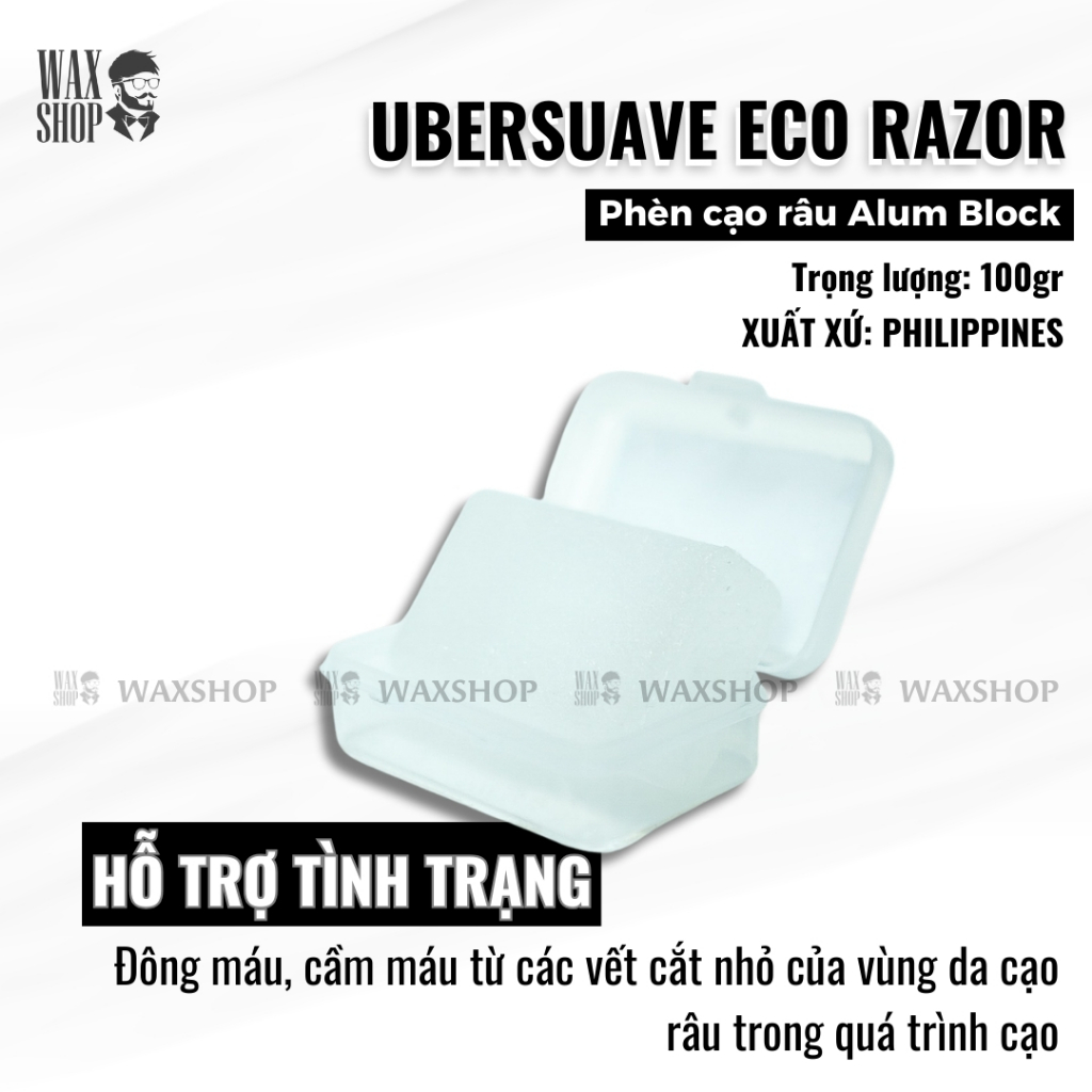 [Sản phẩm mới] Phèn nhôm Barber-shop Alum Block 100g phèn cạo râu, ngừa ...
