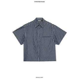 HYPNOTISM | 'PARALLEL SHIRT' Áo sơ mi tay ngắn sọc xanh, chất liệu kate cotton mỏng mát hợp mùa hè