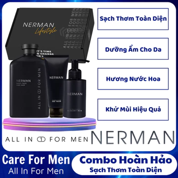 Combo Hoàn Hảo Nerman Sữa Tắm Gội & Dung Dịch Vệ Sinh & Gel Rửa Mặt Sạch Thơm Toàn Diện