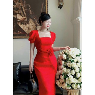 Đầm body tơ nhủ bông eo sang trong [Đầm váy dự tiệc, đi chơi hằng ngày] đỏ, đen, hồng, trắng, vàng B059