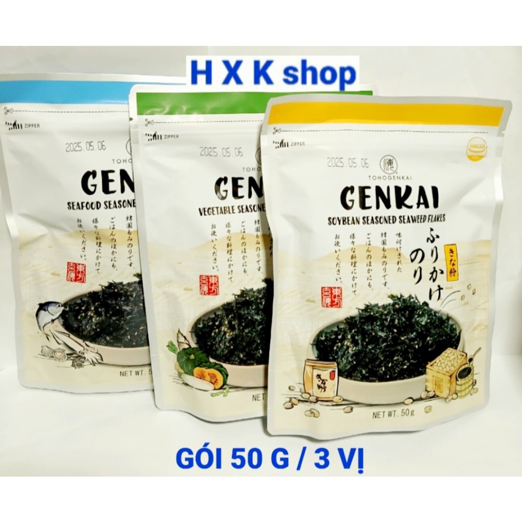 Rong biển Genkai trộn mè 3 vị,50 g gói ,hsd:2/1/2025 | Shopee Việt Nam