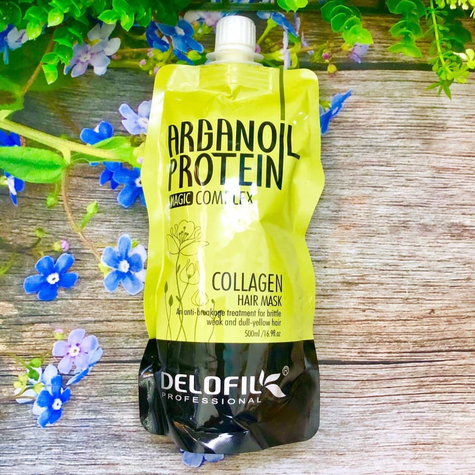 Kem Ủ, Hấp Tóc Arganoil Protein Tái Sinh Tóc Hư Tổn Delofilk Collagen Hair Mask | Made In Italy | 500Ml