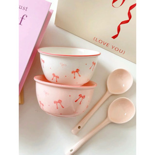 Set 2 bát +2 muỗng sứ cao cấp phong cách COURQUET xinh xắn