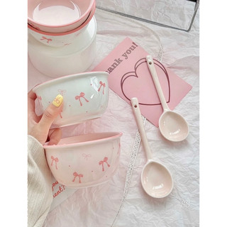 Set 2 bát +2 muỗng sứ cao cấp phong cách COURQUET xinh xắn