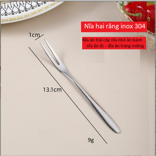 Combo 5 Nĩa Nhỏ 2 Răng Inox 304 - Hoàn Hảo Cho Trái Cây, Bánh và Mứt