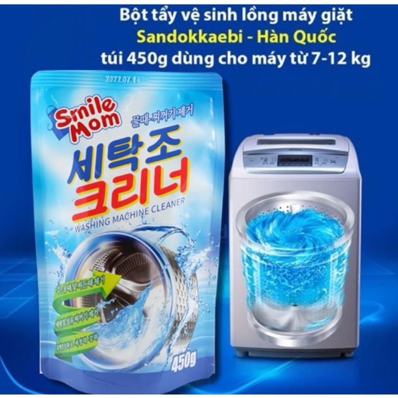 Bột Vệ Sinh máy giặt Hàn Quốc sát khuẩn khử mùi an toàn cho gia đình 450g
