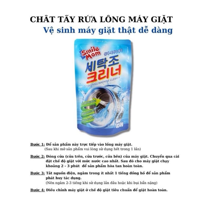 Bột Vệ Sinh máy giặt Hàn Quốc sát khuẩn khử mùi an toàn cho gia đình 450g