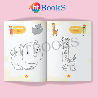 Sách- Bộ 8 Quyển Tập Tô Màu Nhà Trẻ Hình Vẽ To Dành Cho Bé Mẫu Giáo Từ 3 4 5 Tuổi Kèm Túi Xách Song Ngữ Anh Việt