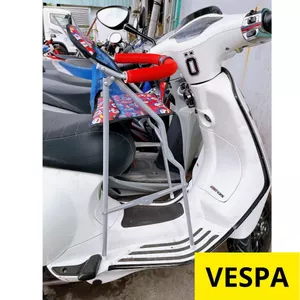 Ghế ngồi xe VESPA CÓ VÒNG BẢO HIỂM , DÂY ĐAI AN TOÀN cho bé , ghế ga xếp sắt sơn tĩnh điện gấp gọn