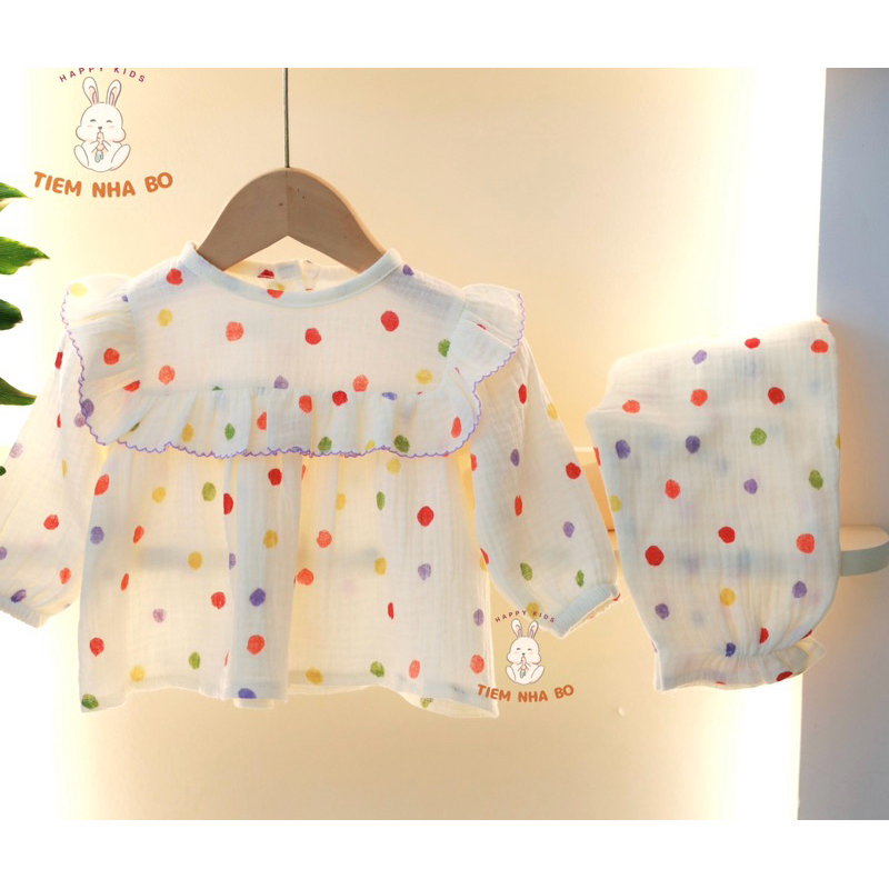[Ảnh Thật] Bộ Dài Tay Cho Bé Gái, Quần Áo Dài Tay Thu Đông Cho Bé Từ 5-15kg Tiệm Nhà Bơ