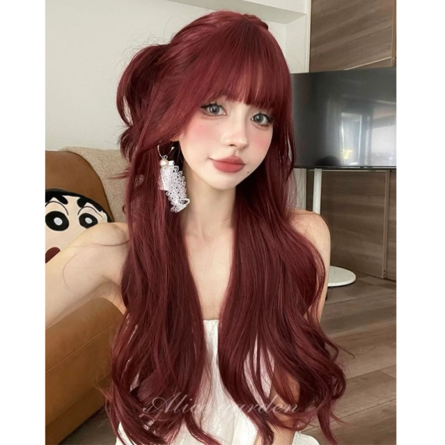 TÓC GIẢ ĐỎ XOĂN DỢN WIGTEEN DOUYIN 60CM ĐỎ MẬN NÂNG TONE DA | Shopee ...