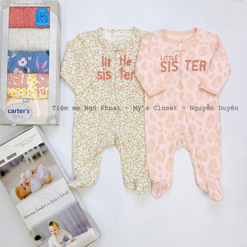 [MD03] 6-9M(7,5-9kg)  Áo liền quần/ Body sleep suit liền tất cho bé gái các hãng xuất xịn