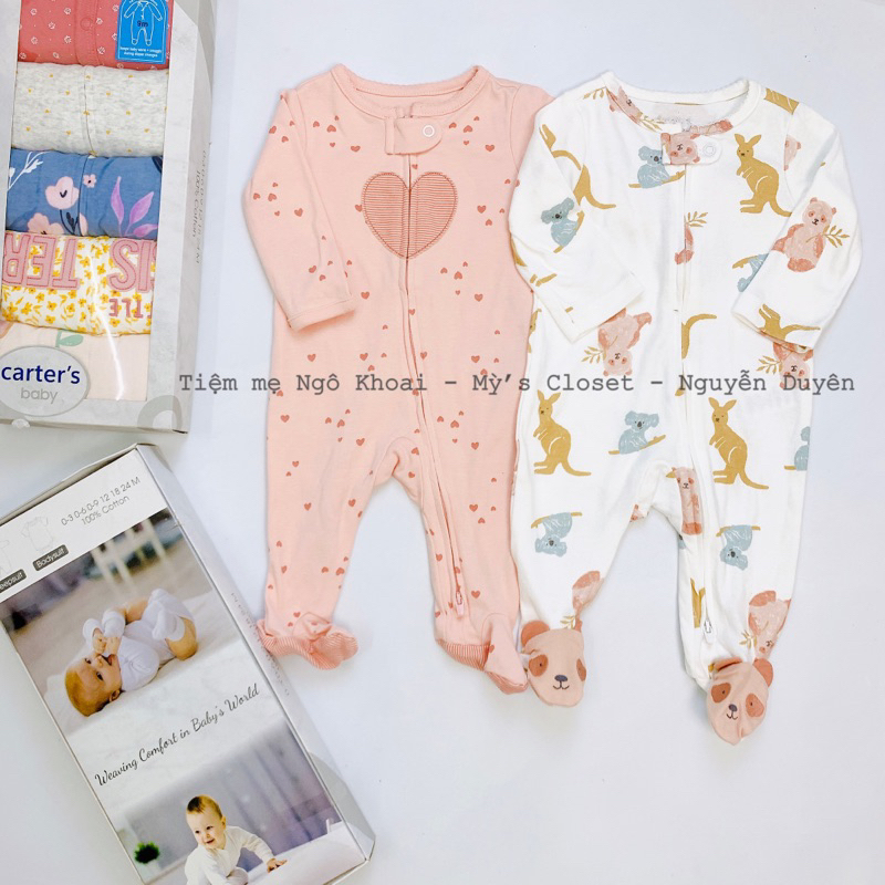 [MD03] 6-9M(7,5-9kg)  Áo liền quần/ Body sleep suit liền tất cho bé gái các hãng xuất xịn